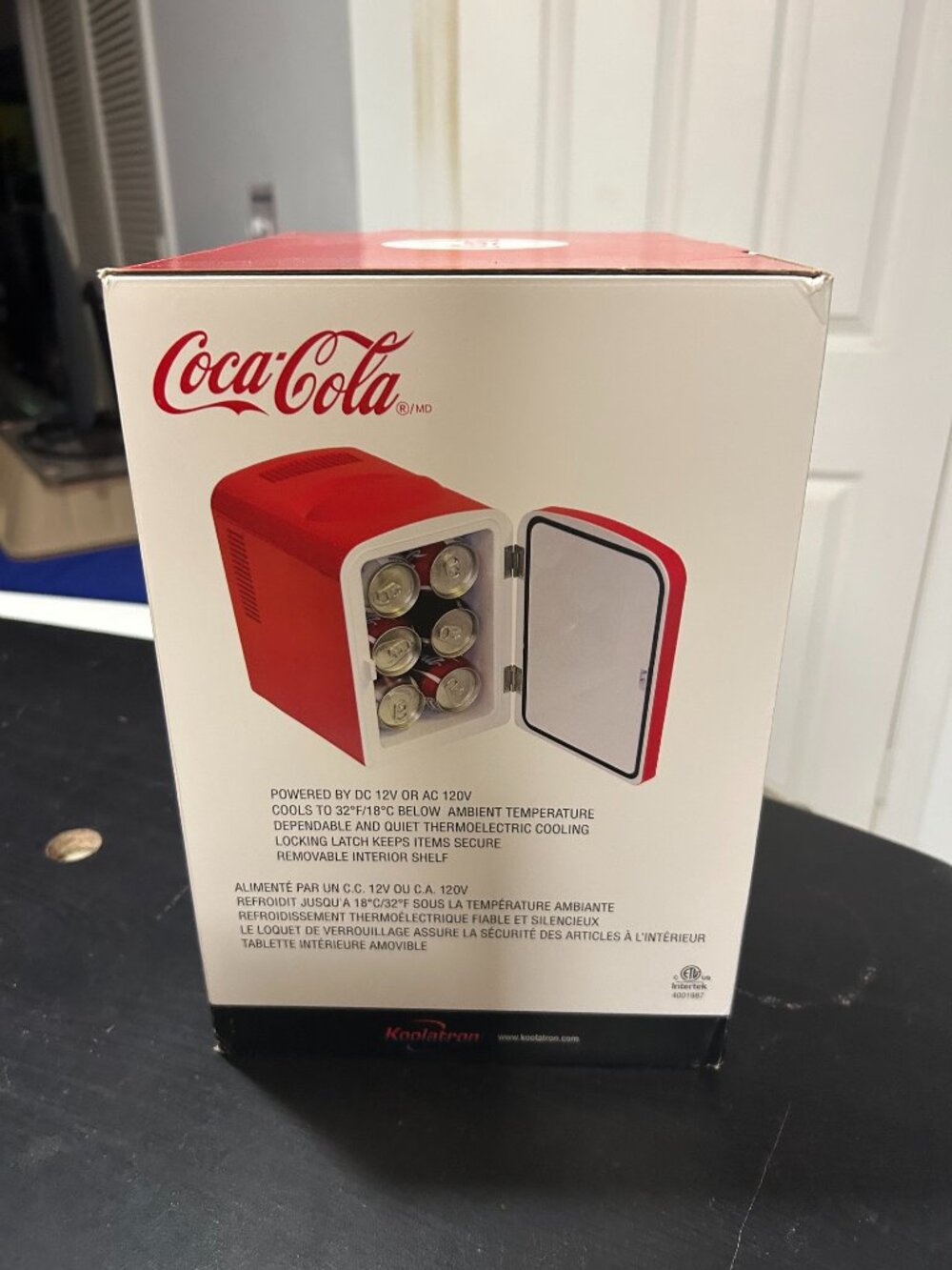 Official Coca-Cola Kooltron 6 Can Retro Personal Fridge Portable Cooler - New